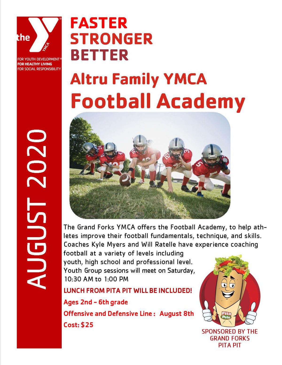 Football Academy Poster August 2020 YMCA Grand Forks
